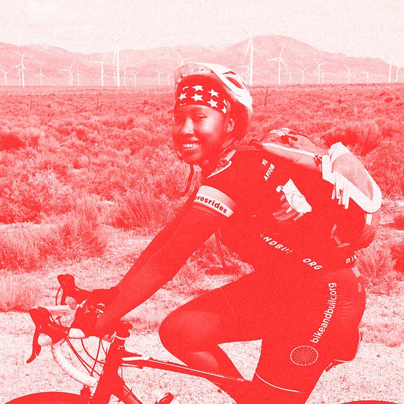 Portrait of Kenya Wright, a Bike and Build scholarship recipient.